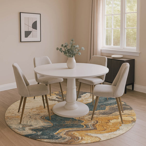 HomeRoots 8' X 10' Stylish Linen Gray and Ivory Abstract Area Rug - Washable, Stain-Resistant, UV Protected! 707717