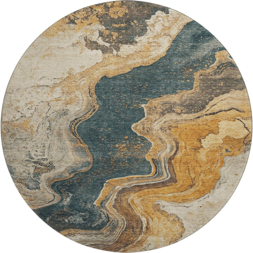 HomeRoots 8' X 10' Stylish Linen Gray and Ivory Abstract Area Rug - Washable, Stain-Resistant, UV Protected! 707717