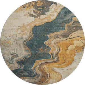 HomeRoots 8' X 10' Stylish Linen Gray and Ivory Abstract Area Rug - Washable, Stain-Resistant, UV Protected! 707717