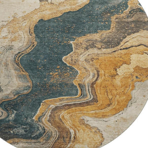 HomeRoots 8' X 10' Stylish Linen Gray and Ivory Abstract Area Rug - Washable, Stain-Resistant, UV Protected! 707717