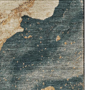 HomeRoots 9' X 12' Elegant Linen Gray & Ivory Abstract Washable Area Rug with UV Protection for High Traffic 707718