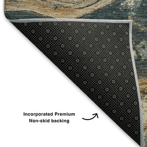 HomeRoots 10' X 14' Elegant Linen Gray and Ivory Abstract Washable Area Rug with Stain Resistance & UV Protection 707719