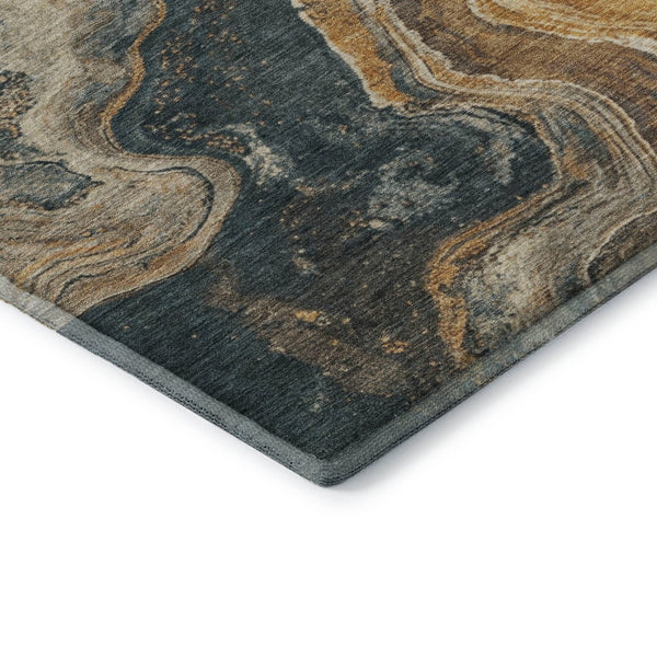 HomeRoots 10' X 14' Elegant Linen Gray and Ivory Abstract Washable Area Rug with Stain Resistance & UV Protection 707719