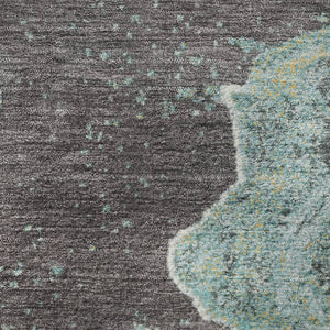 HomeRoots 8' X 10' Chic Teal Gray Ivory Abstract Washable Area Rug – Durable, UV-Protected, Pet-Friendly Design! 707723