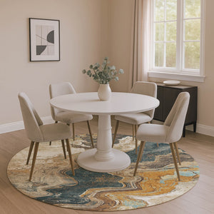 HomeRoots 8' X 10' Washable Wheat Gray & Ivory Abstract Area Rug with UV Protection for Modern Living Spaces 707729