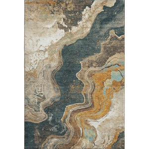HomeRoots 9' X 12' Washable Wheat Gray & Ivory Abstract Area Rug with UV Protection for High-Traffic Spaces 707730