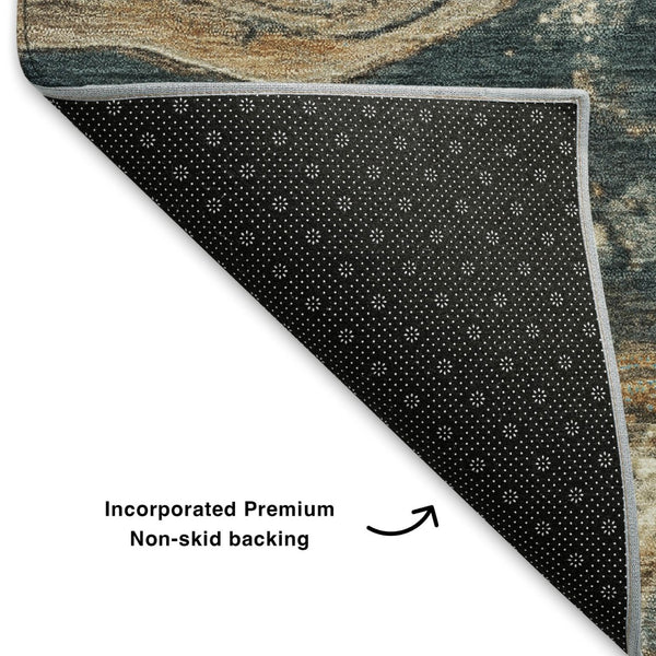 HomeRoots 9' X 12' Washable Wheat Gray & Ivory Abstract Area Rug with UV Protection for High-Traffic Spaces 707730