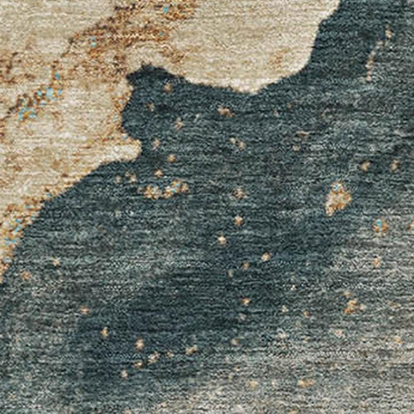 HomeRoots 9' X 12' Washable Wheat Gray & Ivory Abstract Area Rug with UV Protection for High-Traffic Spaces 707730