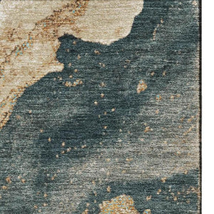 HomeRoots 9' X 12' Washable Wheat Gray & Ivory Abstract Area Rug with UV Protection for High-Traffic Spaces 707730
