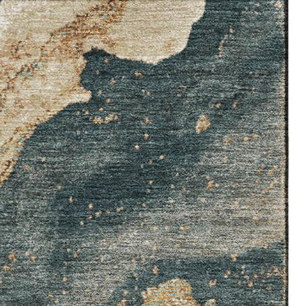 HomeRoots 9' X 12' Washable Wheat Gray & Ivory Abstract Area Rug with UV Protection for High-Traffic Spaces 707730