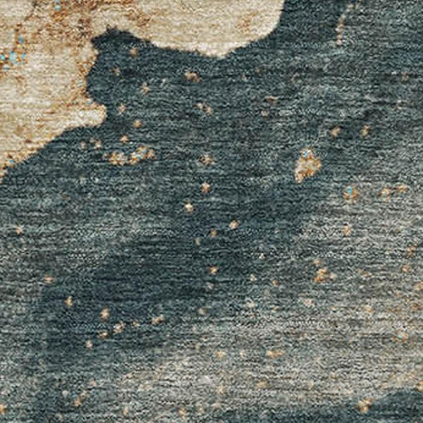 HomeRoots 10' X 14' Wheat Gray and Ivory Abstract Area Rug - Washable, UV Protected, Stain Resistant Beauty 707731