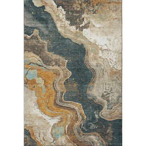 HomeRoots 10' X 14' Wheat Gray and Ivory Abstract Area Rug - Washable, UV Protected, Stain Resistant Beauty 707731