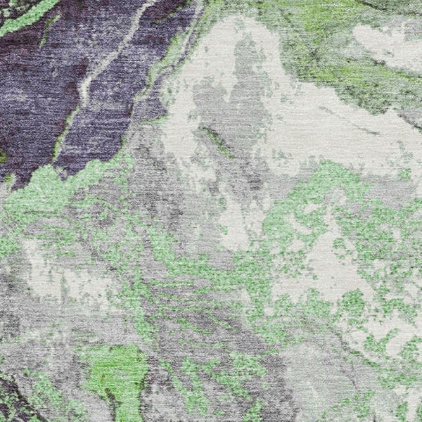 HomeRoots 5' X 8' Vibrant Green Lavender Ivory Abstract Washable Area Rug with UV Protection & Comfort 707733