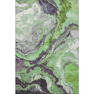 HomeRoots 5' X 8' Vibrant Green Lavender Ivory Abstract Washable Area Rug with UV Protection & Comfort 707733
