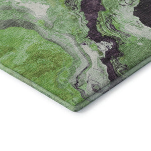 HomeRoots 8' Abstract Round Rug in Green, Lavender & Ivory – Washable, UV-Protected, Soft & Durable Design 707734
