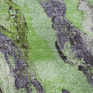 HomeRoots 8' X 10' Modern Abstract Washable Area Rug in Green, Lavender & Ivory – UV Protected, Stain Resistant 707735
