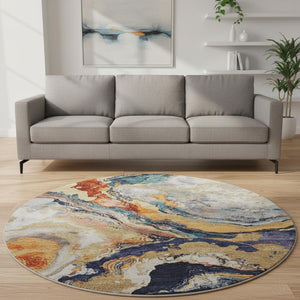 HomeRoots 8' X 10' Washable Purple and Ivory Abstract Area Rug with UV Protection for Modern Homes & Families 707741