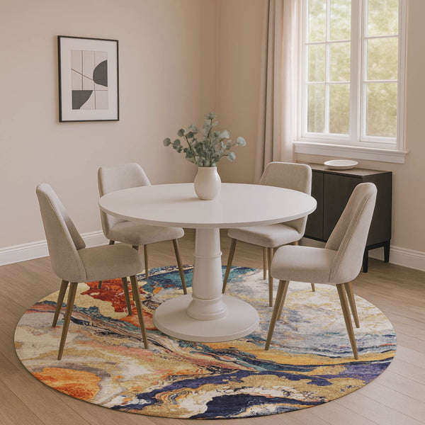 HomeRoots 8' X 10' Washable Purple and Ivory Abstract Area Rug with UV Protection for Modern Homes & Families 707741