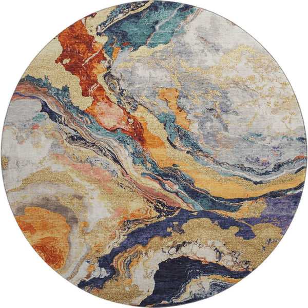 HomeRoots 8' X 10' Washable Purple and Ivory Abstract Area Rug with UV Protection for Modern Homes & Families 707741