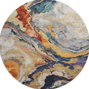 HomeRoots 8' X 10' Washable Purple and Ivory Abstract Area Rug with UV Protection for Modern Homes & Families 707741