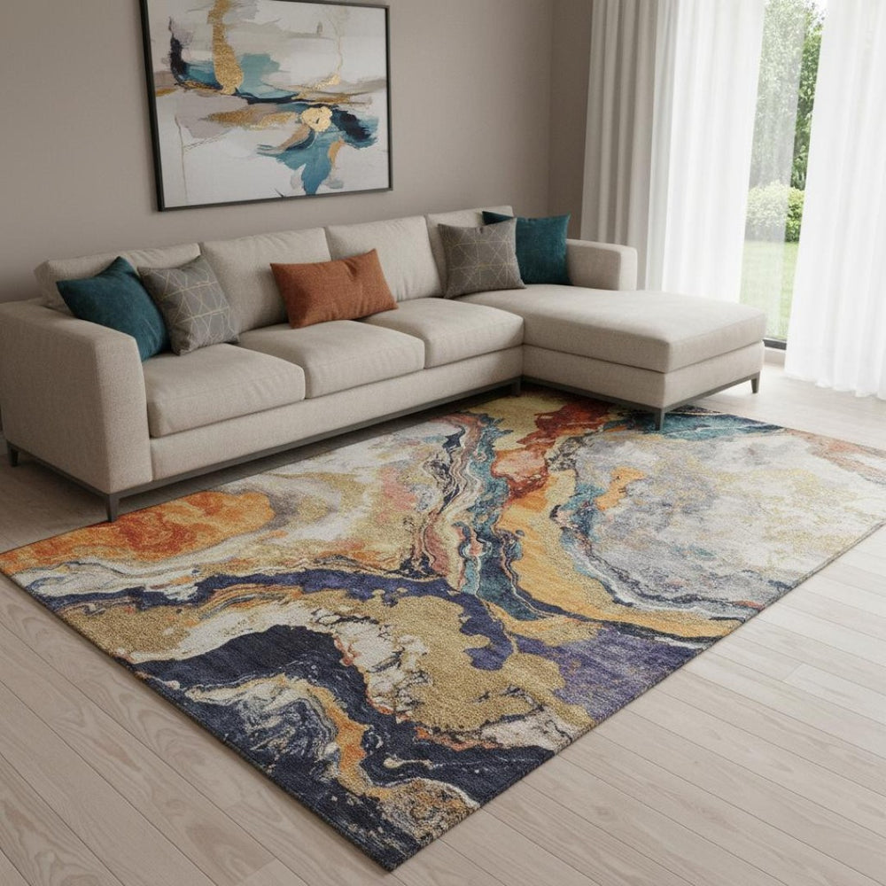 HomeRoots 9' X 12' Linen Purple & Ivory Abstract Washable Area Rug - UV Protected, Durable, Stylish Comfort 707742