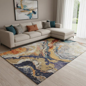 HomeRoots 9' X 12' Linen Purple & Ivory Abstract Washable Area Rug - UV Protected, Durable, Stylish Comfort 707742