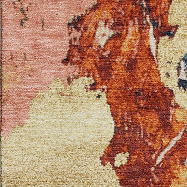 HomeRoots 9' X 12' Linen Purple & Ivory Abstract Washable Area Rug - UV Protected, Durable, Stylish Comfort 707742