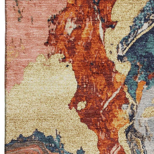 HomeRoots 10' Modern Purple and Ivory Abstract Washable Area Rug - Stain Resistant, UV Protection, Easy Care! 707743