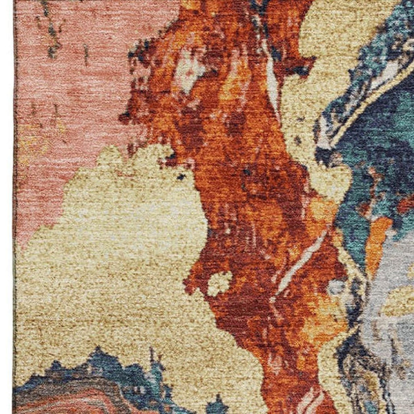 HomeRoots 10' Modern Purple and Ivory Abstract Washable Area Rug - Stain Resistant, UV Protection, Easy Care! 707743