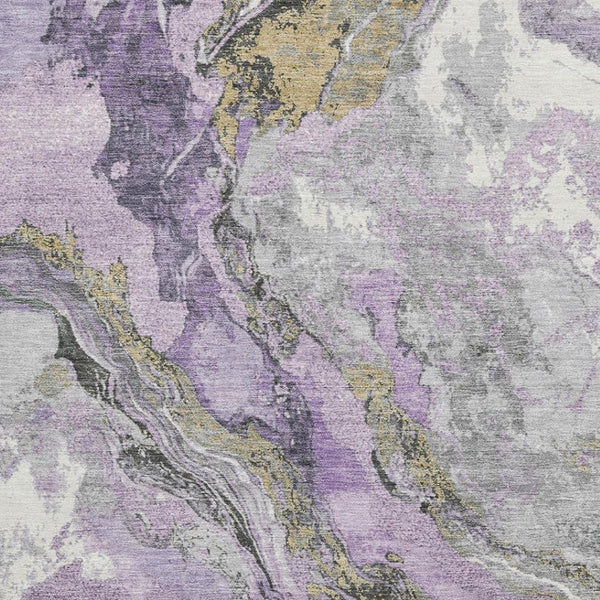 HomeRoots 5' X 8' Stylish Lavender Gray Abstract Area Rug - Washable, Stain Resistant, UV Protected & Soft! 707745