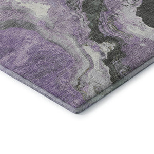 HomeRoots 8' Lavender Gray & Ivory Abstract Washable Round Rug – Stylish, Stain-Resistant, UV-Protected Design 707746