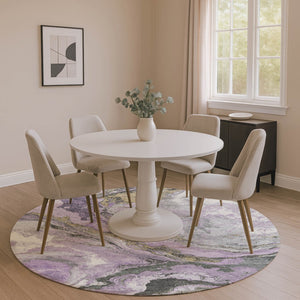 HomeRoots 8' X 10' Washable Lavender Gray & Ivory Abstract Area Rug with UV Protection for Modern Living Spaces 707747