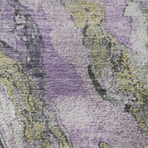 HomeRoots 8' X 10' Washable Lavender Gray & Ivory Abstract Area Rug with UV Protection for Modern Living Spaces 707747