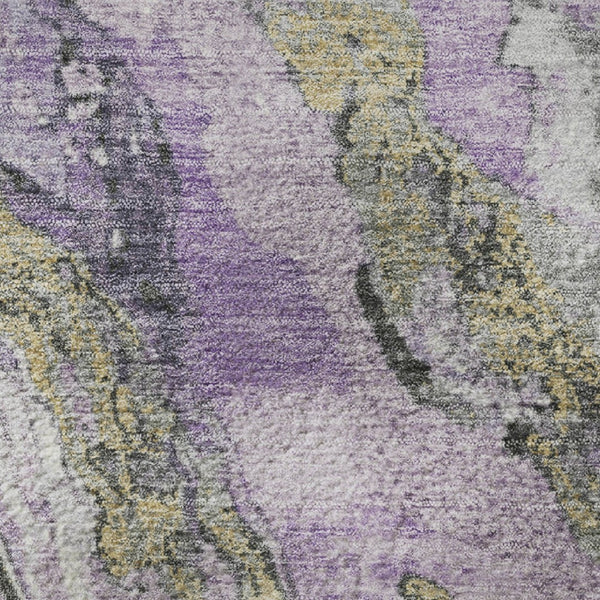 HomeRoots 8' X 10' Washable Lavender Gray & Ivory Abstract Area Rug with UV Protection for Modern Living Spaces 707747