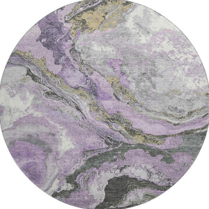 HomeRoots 8' X 10' Washable Lavender Gray & Ivory Abstract Area Rug with UV Protection for Modern Living Spaces 707747