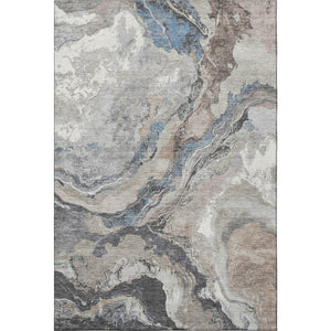 HomeRoots 5' X 8' Durable Taupe Blue & Ivory Abstract Area Rug with UV Protection - Easy Care & Stylish Design! 707757