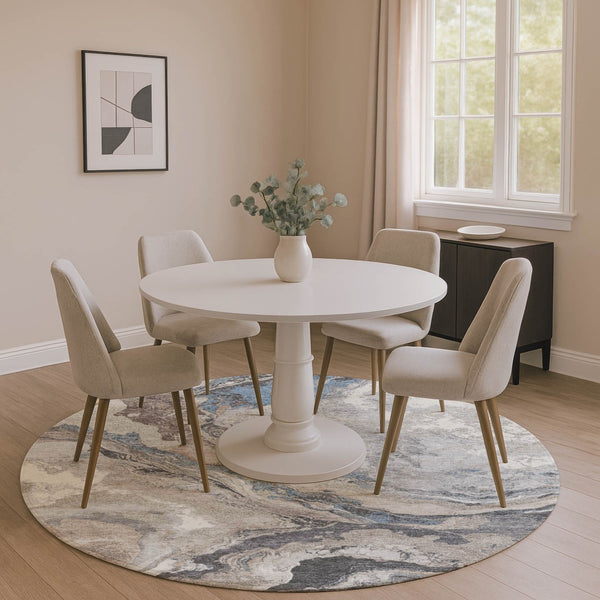 HomeRoots 8' X 10' Modern Abstract Washable Area Rug in Taupe, Blue & Ivory - Durable, Stylish & UV Resistant! 707759