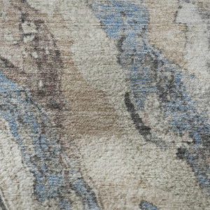 HomeRoots 8' X 10' Modern Abstract Washable Area Rug in Taupe, Blue & Ivory - Durable, Stylish & UV Resistant! 707759