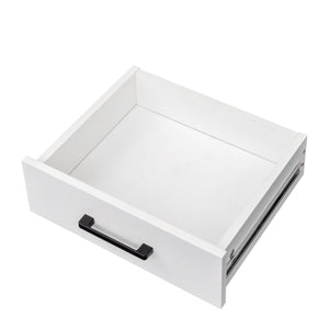 English Elm White Modular Wine Bar Cabinet with Hutch, Buffet Storage Shelf Drawer Cupboard for Dining Room W331P195808