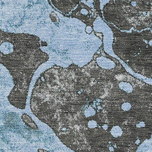 HomeRoots 5' X 8' Washable Blue Gray Ivory Abstract Area Rug with UV Protection for Modern Homes & Families 707763