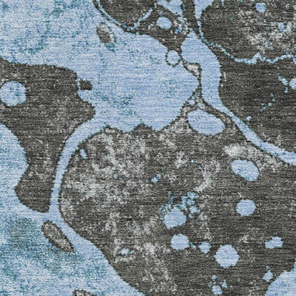 HomeRoots 5' X 8' Washable Blue Gray Ivory Abstract Area Rug with UV Protection for Modern Homes & Families 707763