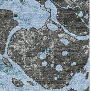 HomeRoots 8' Blue Gray and Ivory Abstract Washable Round Rug - Durable, Stylish, and UV Protected for Your Home 707764