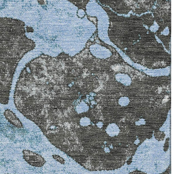 HomeRoots 8' Blue Gray and Ivory Abstract Washable Round Rug - Durable, Stylish, and UV Protected for Your Home 707764