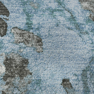 HomeRoots 9' X 12' Washable Blue Gray Ivory Abstract Area Rug with UV Protection for Modern Living Spaces 707766