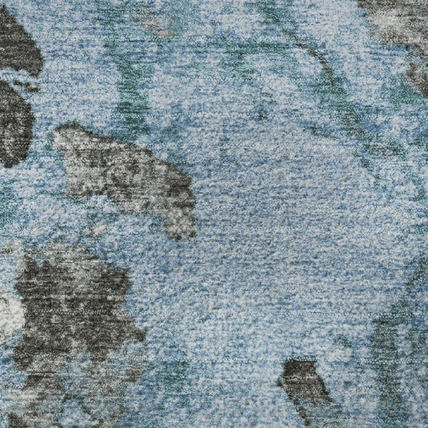 HomeRoots 9' X 12' Washable Blue Gray Ivory Abstract Area Rug with UV Protection for Modern Living Spaces 707766