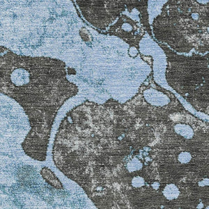 HomeRoots 10' X 14' Blue Gray Ivory Abstract Washable Area Rug with UV Protection for High-Traffic Spaces 707767