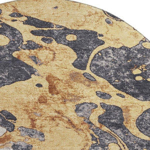 HomeRoots 8' Modern Gold, Gray & Ivory Abstract Washable Area Rug - Stain-Resistant, UV-Protected Style! 707771