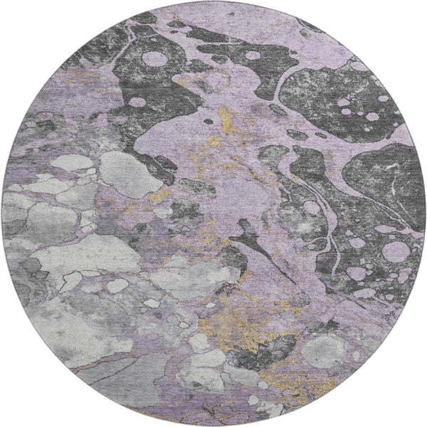 HomeRoots 8' X 10' Modern Abstract Lavender Beige Gray Area Rug - Washable, UV Protected & Family-Friendly Design 707777