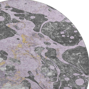 HomeRoots 8' X 10' Modern Abstract Lavender Beige Gray Area Rug - Washable, UV Protected & Family-Friendly Design 707777