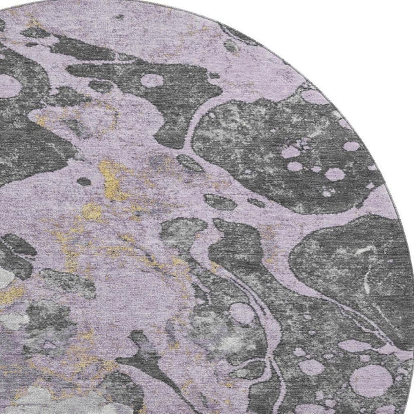 HomeRoots 8' X 10' Modern Abstract Lavender Beige Gray Area Rug - Washable, UV Protected & Family-Friendly Design 707777